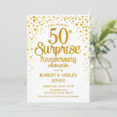 Invitation Surprise 50e anniversaire de mariage - Or et blanc (Debout devant)