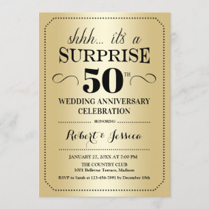 Invitation Surprise 50e anniversaire de mariage - Or Noir