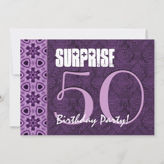 Invitation Surprise 50e anniversaire dentelle violetteModèle  (Devant)