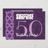 Invitation Surprise 50e anniversaire dentelle violetteModèle  (Devant / Derrière)