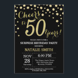 Invitation Surprise 50e anniversaire Diamant noir et or<br><div class="desc">Invitation surprise 50e anniversaire avec Parties scintillant noire et or Arrière - plan diamant. Confetti d'or. Anniversaire adulte. Hommes ou Femmes Anniversaire. Pour plus de personnalisation,  cliquez sur le bouton "Customiser" et utilisez notre outil de conception pour modifier ce modèle.</div>