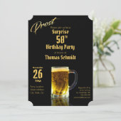 Invitation Surprise 50e anniversaire fête Elégant Noir & Or (Debout devant)