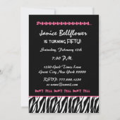 Invitation SURPRISE 50e anniversaire Fête moderne Zebra (Dos)