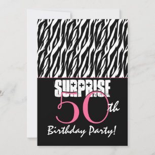 Invitation SURPRISE 50e anniversaire Fête moderne Zebra