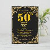 Invitation Surprise 50e anniversaire fête Noir & Or (Debout devant)