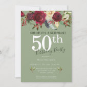 Invitation Surprise 50e anniversaire fête Rose rouge Floral (Devant)
