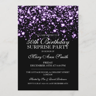 Invitation Surprise 50e anniversaire fête violet de minuit Gl
