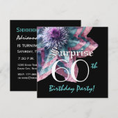 Invitation SURPRISE 50e anniversaire Fleur bleue rose F631 (Devant / Derrière)