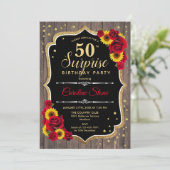 Invitation Surprise 50e anniversaire - Fleurs de soleil en bo (Debout devant)