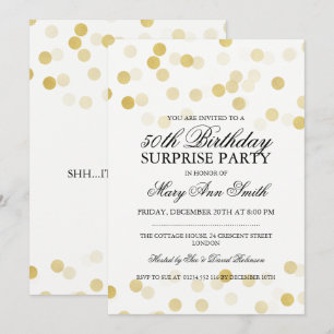 Invitation Surprise 50e anniversaire Gold Foil Parties scinti