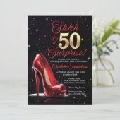Invitation Surprise 50e anniversaire Gold Red talons 50 (Debout devant)