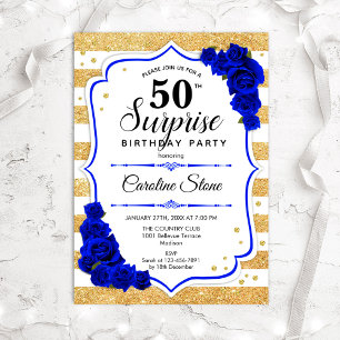 Invitation Surprise 50e anniversaire - Gold White Royal Blue