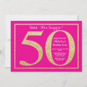 Invitation Surprise 50e anniversaire Hot rose et Parties scin (Devant)
