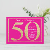 Invitation Surprise 50e anniversaire Hot rose et Parties scin (Debout devant)