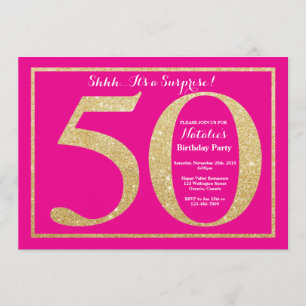 Invitation Surprise 50e anniversaire Hot rose et Parties scin