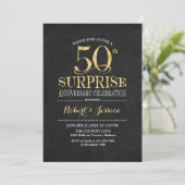 Invitation Surprise 50e anniversaire Mariage Chalkboard Gold (Debout devant)