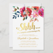 Invitation Surprise 50e anniversaire Mariage élégant floral (Devant)