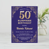 Invitation Surprise 50e anniversaire Marine Blue and Gold Par (Debout devant)