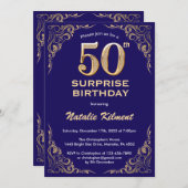 Invitation Surprise 50e anniversaire Marine Blue and Gold Par (Devant / Derrière)