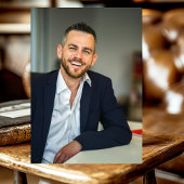 Invitation Surprise 50e anniversaire Marine Blue Gold Ballons