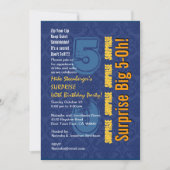 Invitation SURPRISE 50e anniversaire moderne Blue and Gold R4 (Devant)