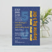 Invitation SURPRISE 50e anniversaire moderne Blue and Gold R4 (Debout devant)