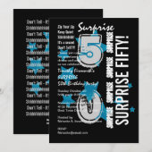 Invitation SURPRISE 50e anniversaire moderne Blue Stars W1758 (Devant / Derrière)