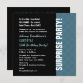 Invitation SURPRISE 50e anniversaire Moderne Dusty Blue W1452 (Devant / Derrière)