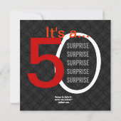 Invitation SURPRISE 50e anniversaire moderne Noir rouge W587 (Dos)