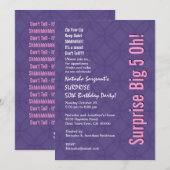 Invitation SURPRISE 50e anniversaire Moderne Purple Pink G351 (Devant / Derrière)