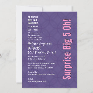Invitation SURPRISE 50e anniversaire Moderne Purple Pink G351