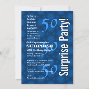Invitation SURPRISE 50e anniversaire Motif bleu moderne G209