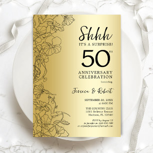 Invitation Surprise 50e anniversaire noir et or