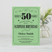 Invitation Surprise 50e anniversaire Noir et Vert (Debout devant)