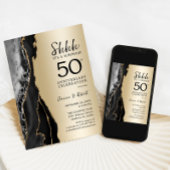 Invitation Surprise 50e anniversaire noir or