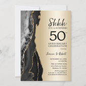 Invitation Surprise 50e anniversaire noir or (Devant)