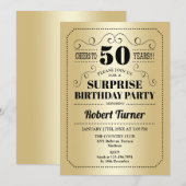 Invitation Surprise 50e anniversaire - Or Noir (Devant / Derrière)