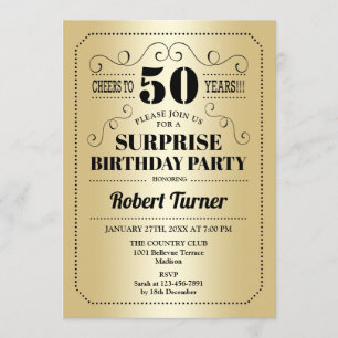 Invitation Surprise 50e anniversaire - Or Noir