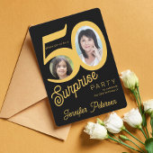 Invitation Surprise 50e anniversaire or photo noir