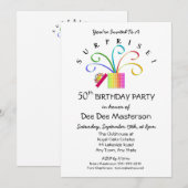 Invitation SURPRISE ! 50e anniversaire ou toute fête d'annive (Devant / Derrière)