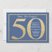 Surprise 50e Anniversaire Paillettes Bleues et Dor