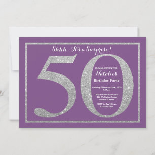 Invitation Surprise 50e Anniversaire Paillettes Violettes et 
