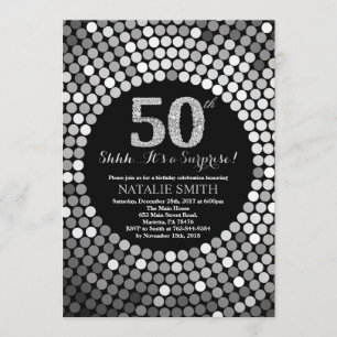 Invitation Surprise 50e anniversaire Parties scintillant noir