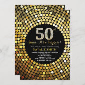 Invitation Surprise 50e anniversaire Parties scintillant Noir (Devant / Derrière)