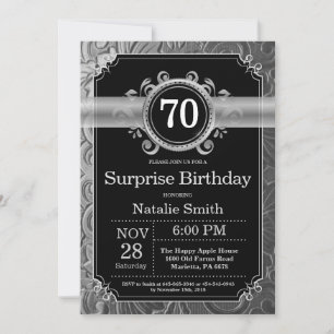 Invitation Surprise 50e anniversaire Parties scintillant noir