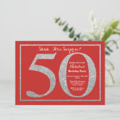 Invitation Surprise 50e anniversaire Parties scintillant roug (Debout devant)