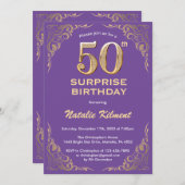 Invitation Surprise 50e anniversaire Parties scintillant viol (Devant / Derrière)