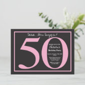 Invitation Surprise 50e anniversaire Pink and Black Chalkboar (Debout devant)
