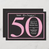 Invitation Surprise 50e anniversaire Pink and Black Chalkboar (Devant / Derrière)