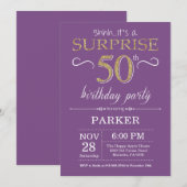 Invitation surprise 50e anniversaire Purple and Go (Devant / Derrière)